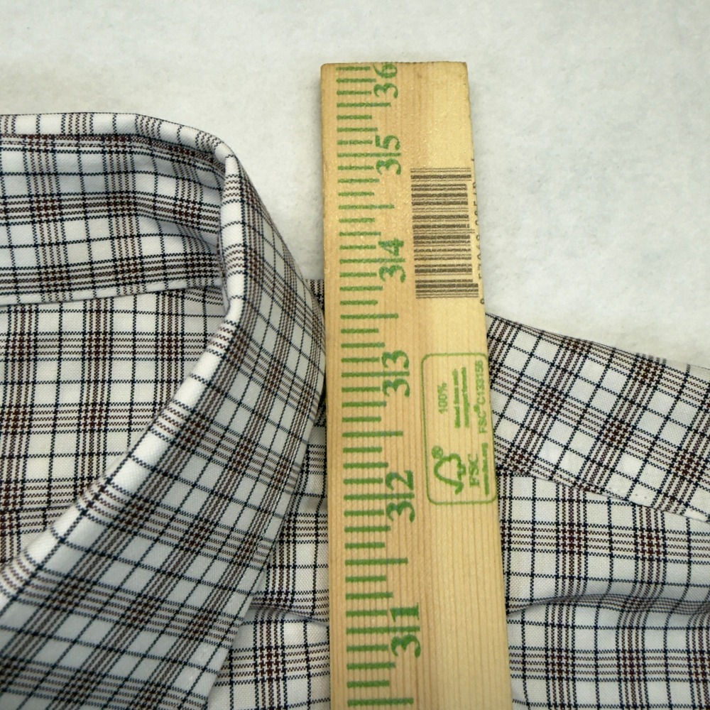 Brooks Brothers Mens 18 34 Traditional Dress Shirt Brown Check Non Iron - Picture 6 of 7